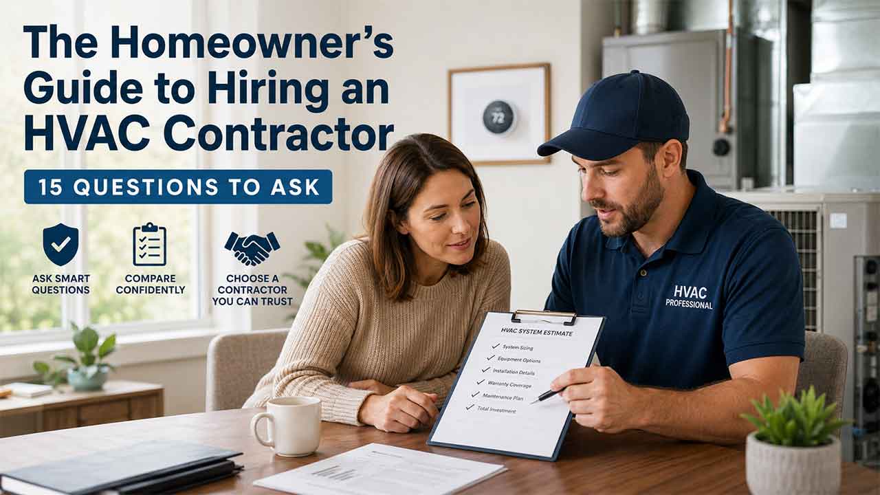 Homeowner discussing an HVAC installation estimate with a professional HVAC contractor