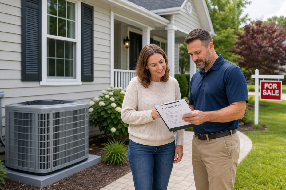Homeowner deciding whether to replace an HVAC system before listing a house for sale